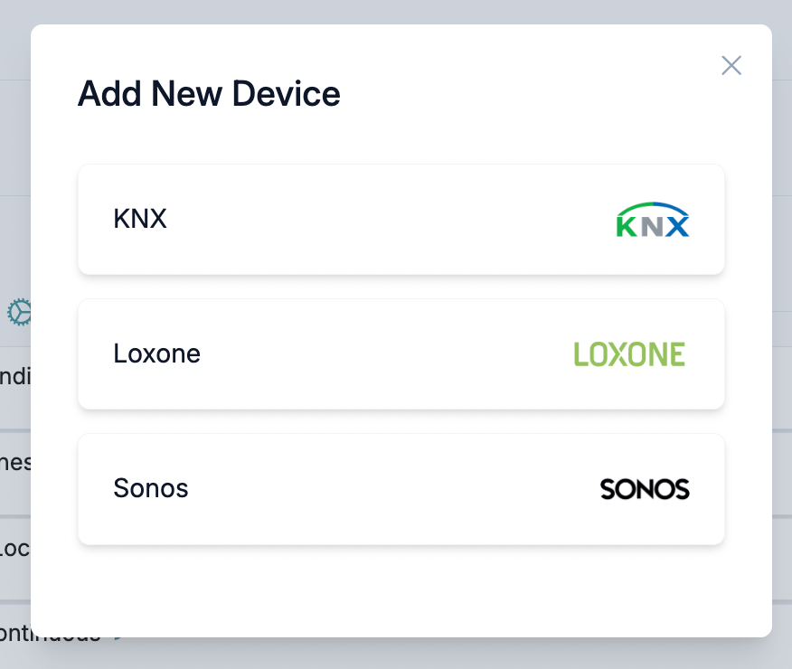 Dialog „Gerät hinzufügen" mit ausgewählter Sonos Option
