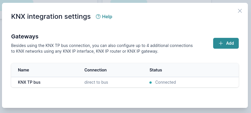 KNX connection status