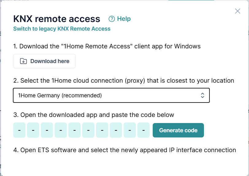 KNX remote access not configured
