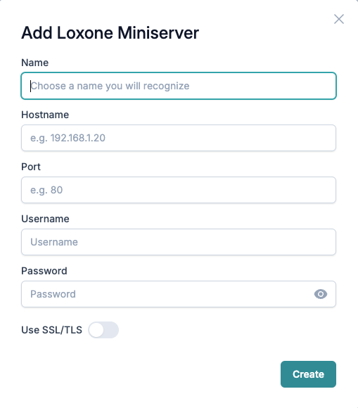 Loxone add gateway menu