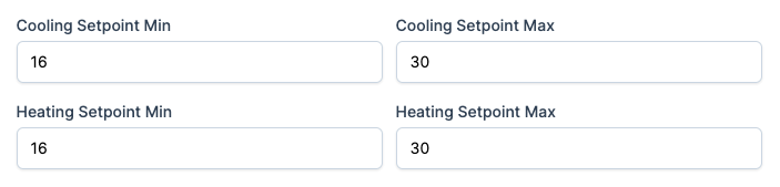 Thermostat Setpoint Limits configuration screenshot