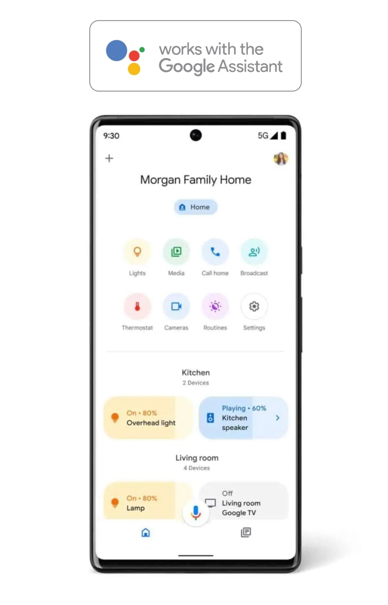 1Home use Amazon or Google smart home mobile app